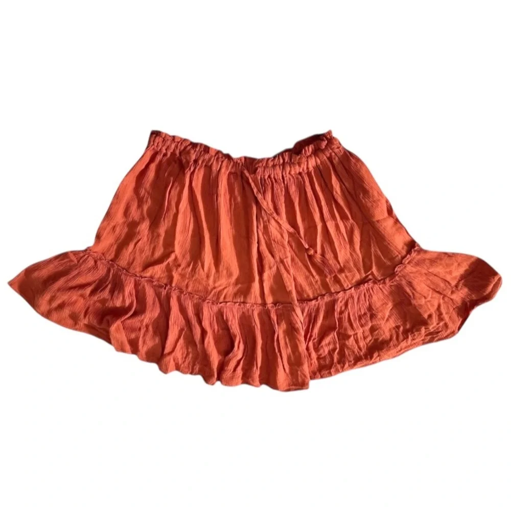 Elan Women’s Orange Tiered Ruffled Mini Skirt ~ Size L ~ NWT - Picture 3 of 8